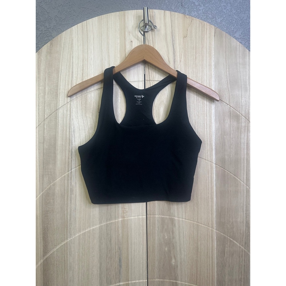 Old Navy Active Cloud+ Sports Bra Womens‎ Medium Black Racerback Light Support